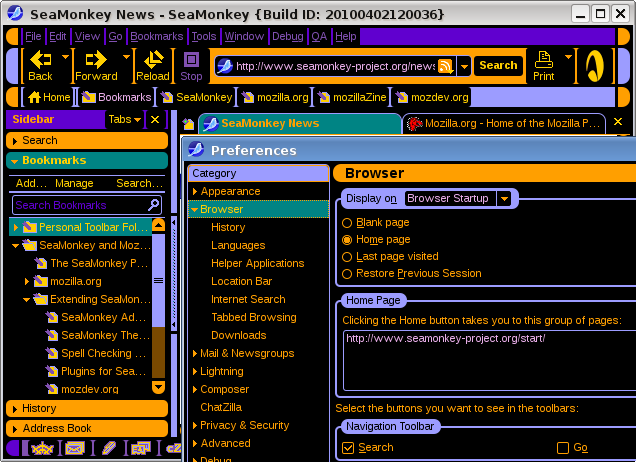 LCARStrek themed browser